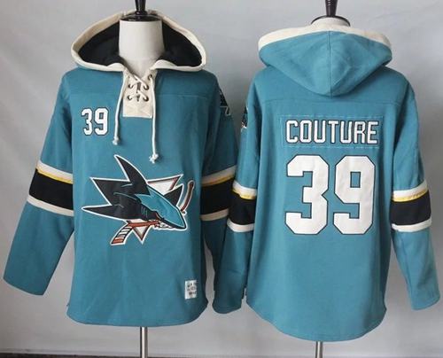 Sharks #39 Logan Couture Teal Pullover Hoodie Stitched NHL Jersey